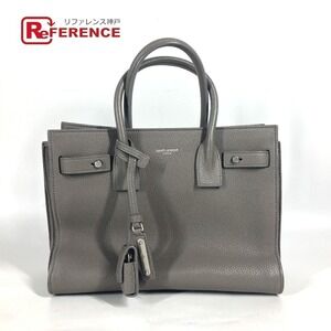SAINT LAURENT PARIS Sac de Jour Handbag Tote Bag Leather Gray